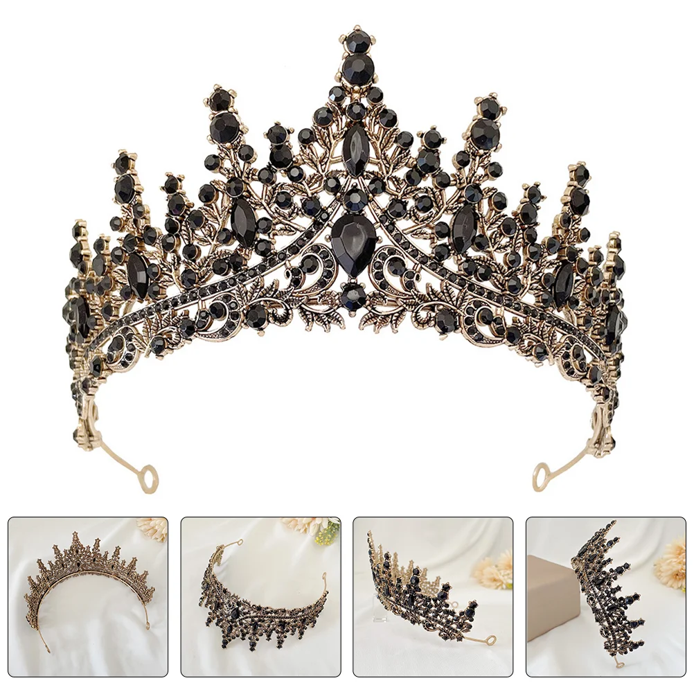 Black Rhinestone Crown Wedding Crowns for Bride Tiara Headpiece Rhinestones Headband Tiaras Bridal The