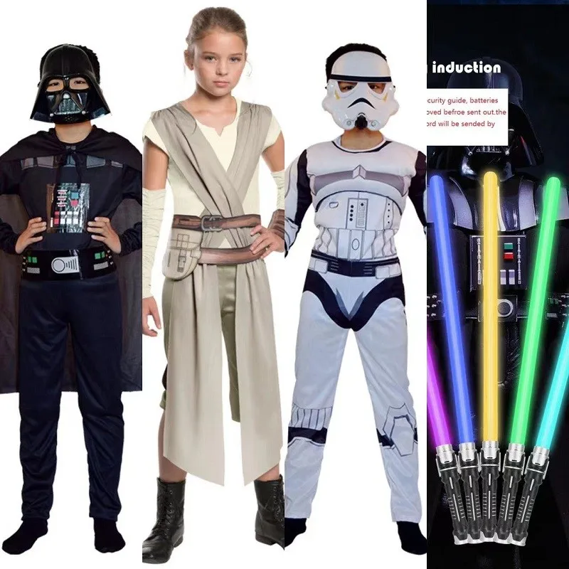 2024 Darth Kids Boy Superhero Cosplay Costumes Children Rey Dress Movie Cos Sets With Swords And Mask Halloween Decor Clothes