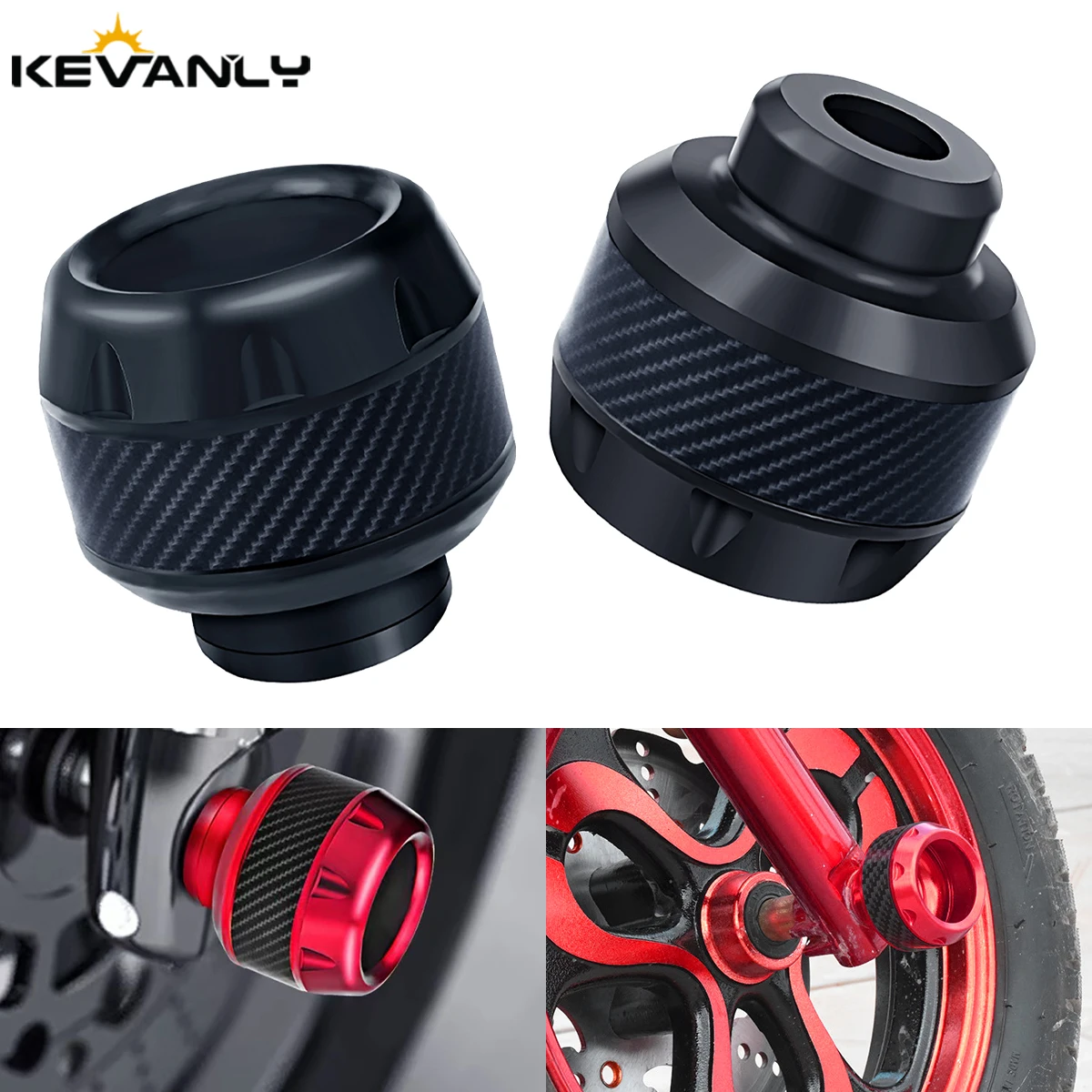 2PCS Motorcycle Crash Protector Carbon Scooter Wheel Front Fork Frame Anti-fall Cup Protector Modified Motor Accessorie Black