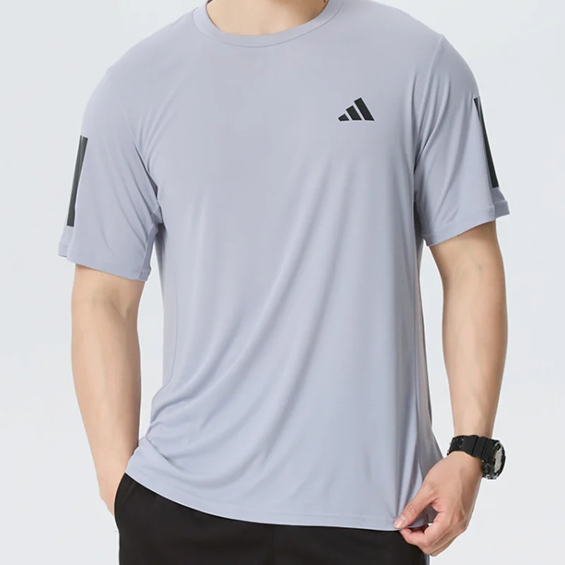 Adidas Men's 2026 Summer New Short Sleeve T-Shirt Crew Neck Running Casual Fitness Sportswear KU8730