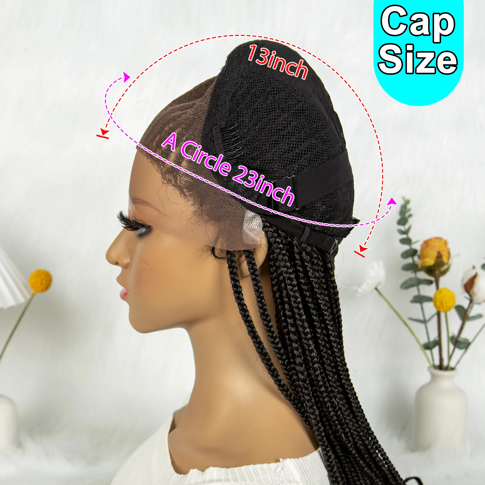 Kima Synthetic Braided Wigs Updo Braided Lace Front Wig Curly End With Baby Hair for Black Women