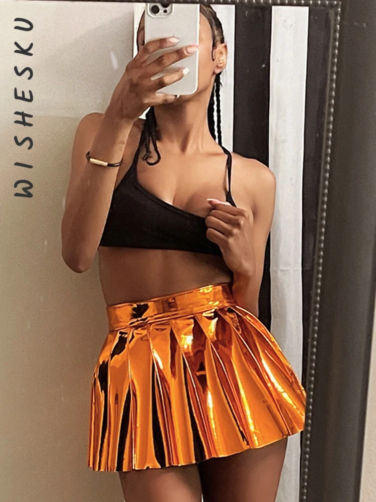 

Women's High Waist Pleated Mini Bodycon Skirts Fashion Ladies Streetwear Punk Sexy Club Ruffles Skirt Spring Autumn