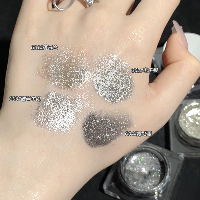 Gellas Glitter Gel Eyeshadow Polarized Black Shattered Feeling A Tear Glitter Monochrome Liquid Longlasting Eye Shadow Cosmetics