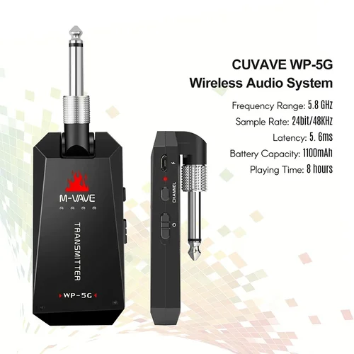 Imagen 2 del producto M-VAVE-Sistema inalámbrico para guitarra, transmisor de Audio recargable, receptor, amplificador, piezas y accesorios, 5,8G, WP-5G