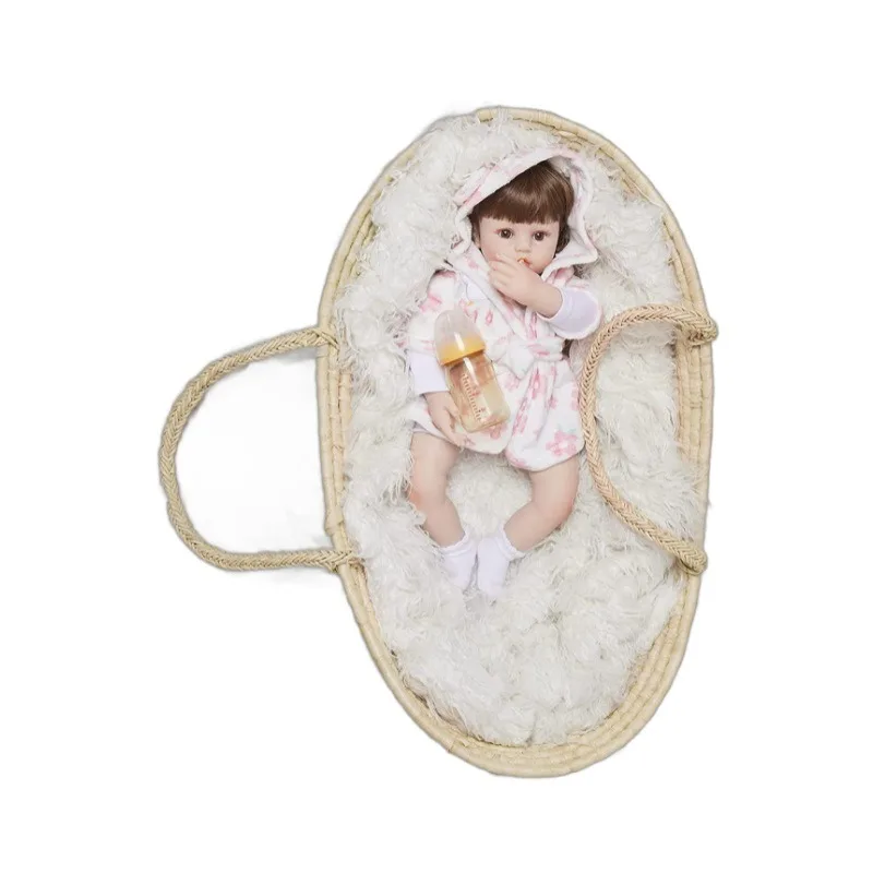 Muñeca Reborn de silicona suave de 22 pulgadas, pelo de Mohair implantado a mano, muñeca de piel pintada a mano, puede tumbarse ZH81012