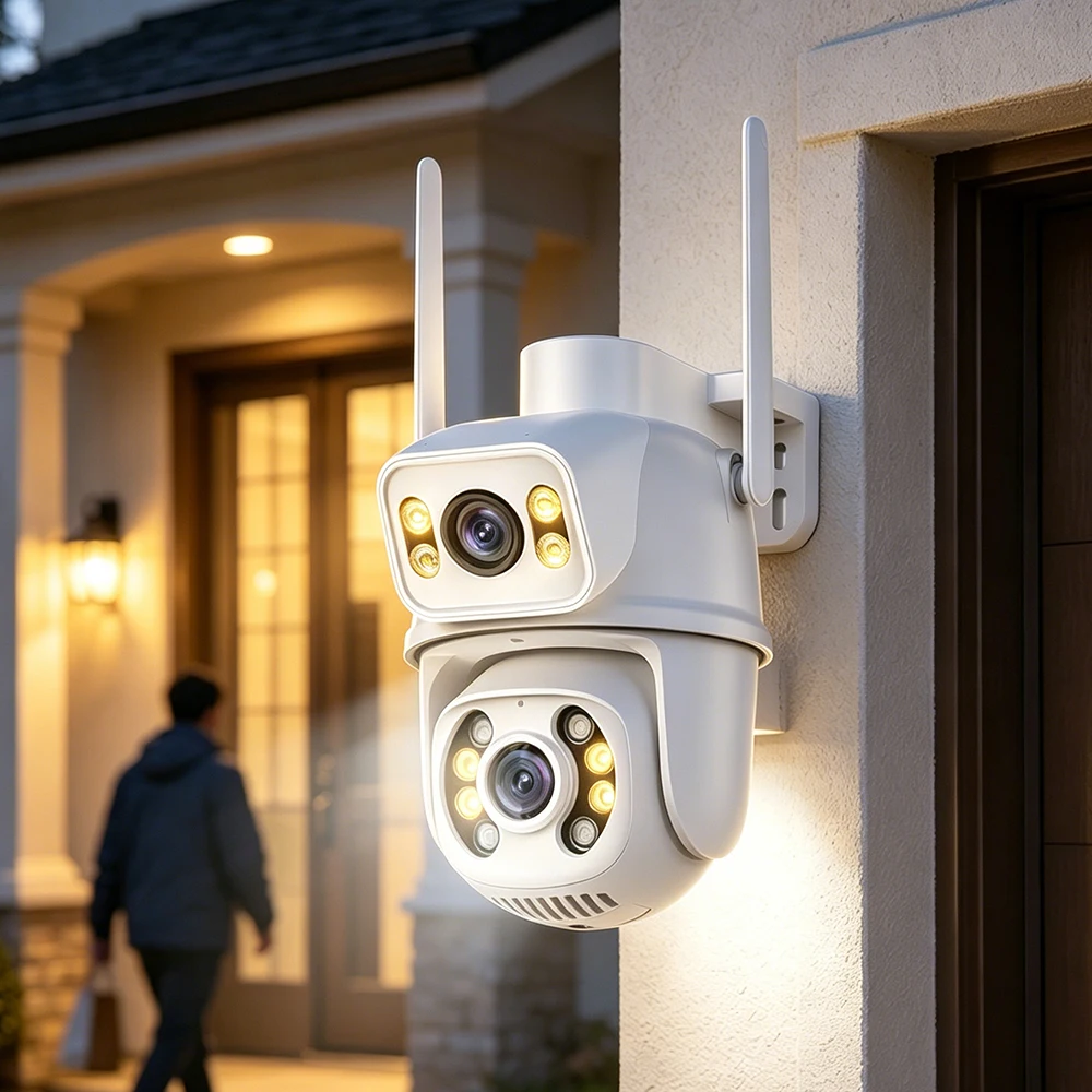 

Outdoor Dual Lens 3MP WiFi PTZ Speed Dome Camera AI Human Detection Auto Tracking iCSee APP Home Security Surveillance Camera