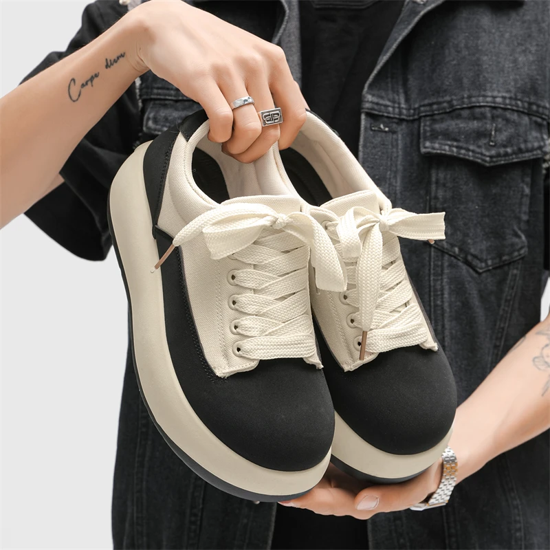

2025 New Men’s Fashion Sneakers– Hong Kong Style, Chunky Sole, Height Increase, Breathable, Daily Commute & Sports