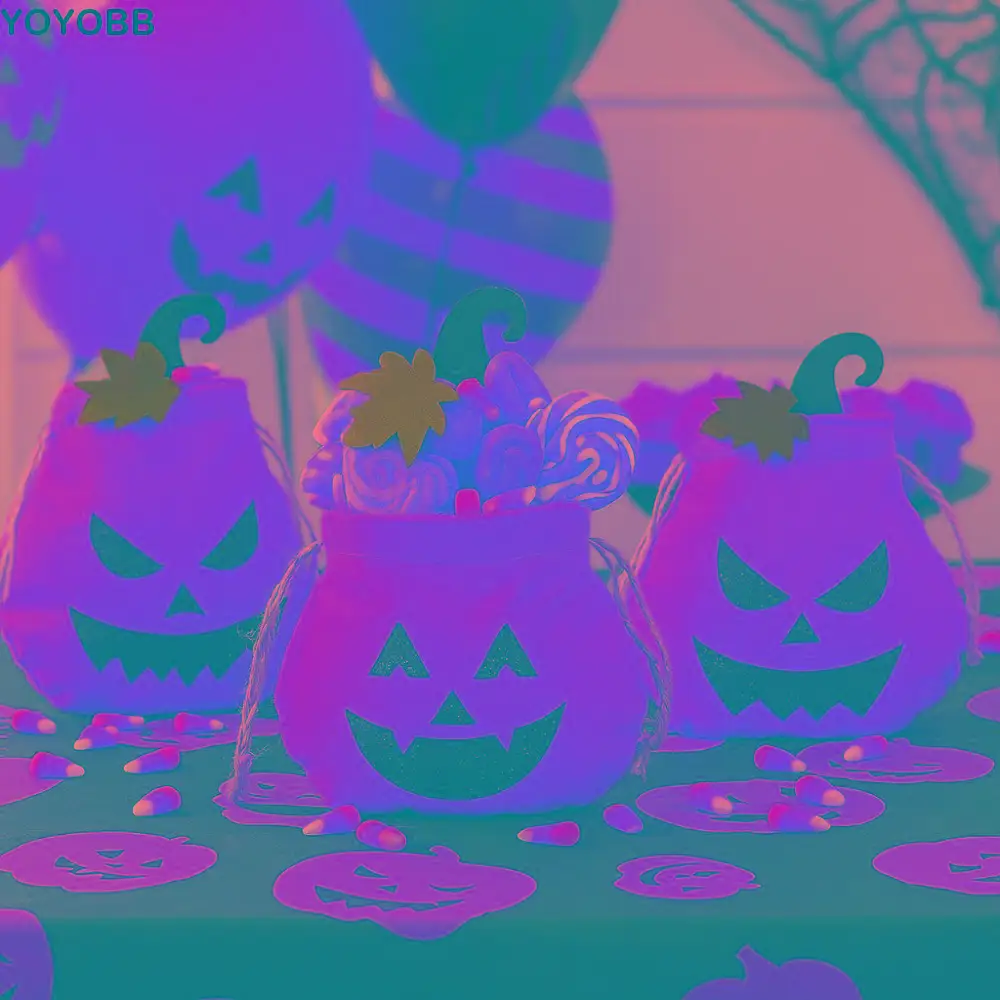 

Party Supplies Portable Halloween Pumpkin Bag Ghost Pumpkin Drawstring Non-woven Bag Trick or Treat Candy Bag Halloween Day