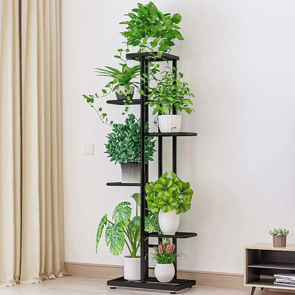 Metal 6 Tier Plant Stand Holder Multiple-layer Flower Pot Shelve Planter Shelf Display Rack Storage Organizer for Indoor Balcony