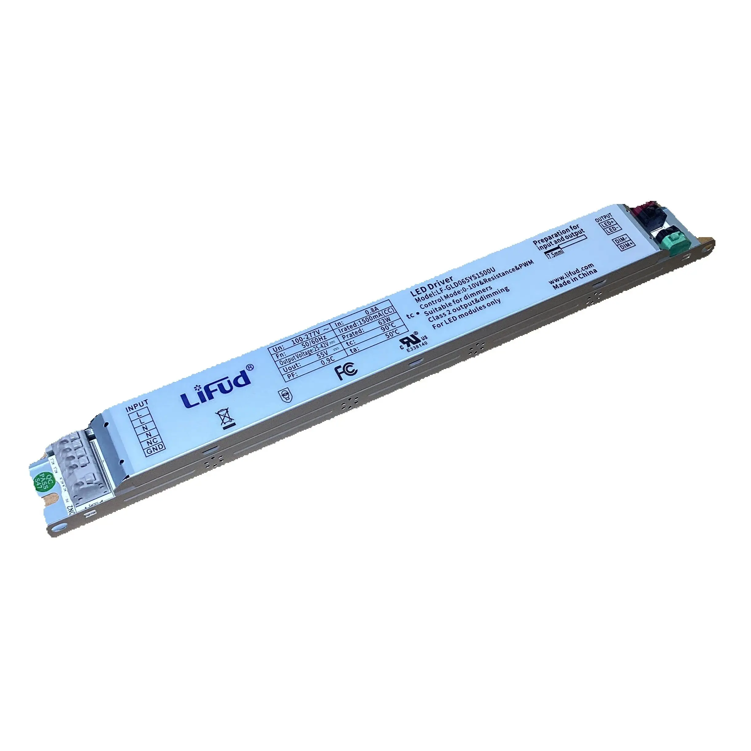 Dimmable 60W 0-10V Linear LED Lighting Transformer Constant Current 1200mA 1500mA LF-GLD065YS1200U