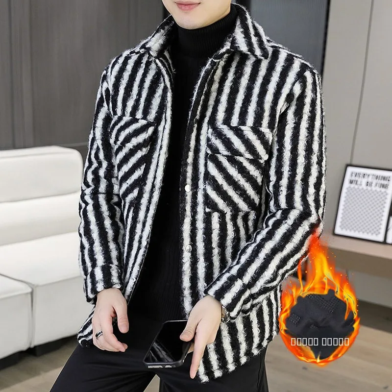 

Men's Faionable irt-Sle Jaet Thiened Cotton Warmth Autumn Winter New Arrival Outerwear Polyester Fiber Long Sve