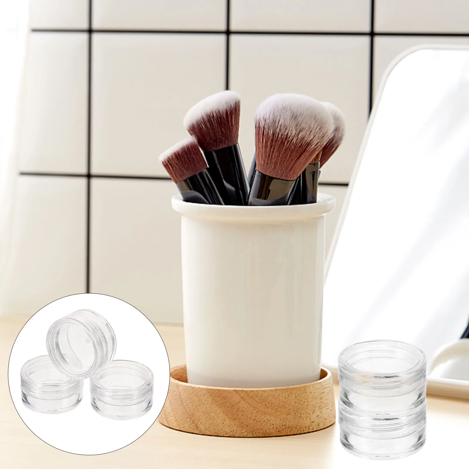 

5G Round Cream Bottles Divided Containers Leakproof Travel Cream Boxes Refillable Plastic Containers For