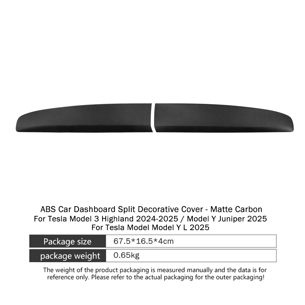 Dashboard Cover Front Split Strip Cover ABS Panel Trim Auto-interieur Voor Tesla Model 3 Highland Model Y Juniper Model Y L