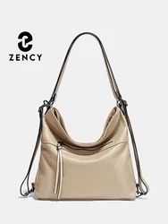 Zency Fashion Women Shoulder Bag 100% Genuine Leather Large Capacity Designer Handbag Hobo Bag Backpack Transformer Bag Sac Main