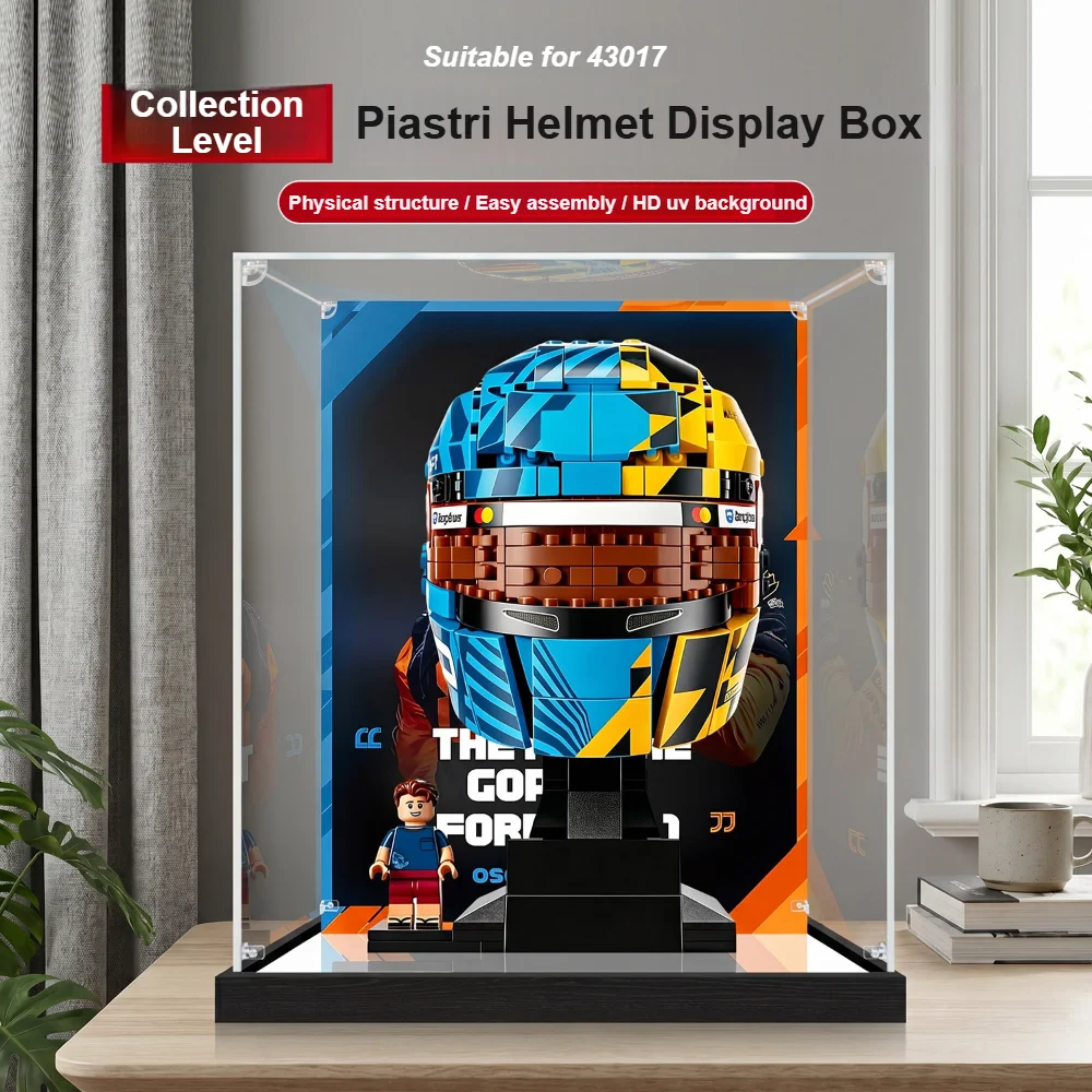 New 3mm Dustproof Display Box for lego 43017 Piastri Helmet Model Display Case Storage Box Home Organizer(Lego Set not Included)