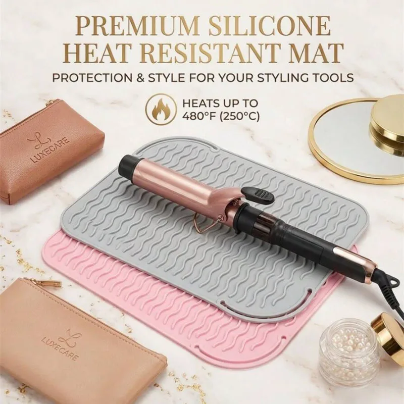 Larger Silicone Heat Resistant Mat For Curling Irons Anti-scald Pad For Curling Wand Flat Iron Vanity Salon Hair Styling Tools