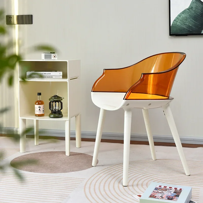 

Transparent Back Chair Simple Home Armrest Dining Chair Creative Book Desk Chair Leisure
