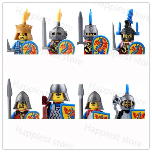 MOC Medieval Roman Knights Corps Building Blocks Military Castle Soldier Figures Helmet Armor Army Wars Weapons Toy Boy Gift