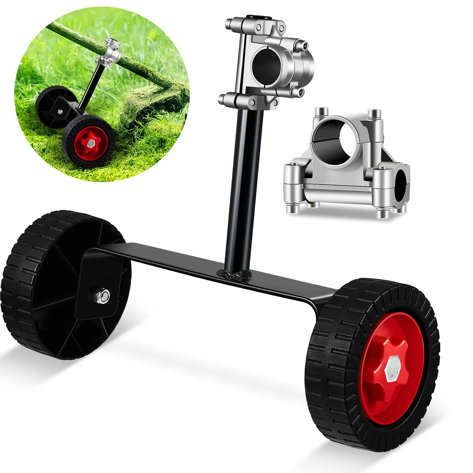 

Universal Lawn Mower Wheel,Grass String 26-28mm Trimmer,Adjustable Support Wheel For Improving Work Efficiency Mower Maintenance