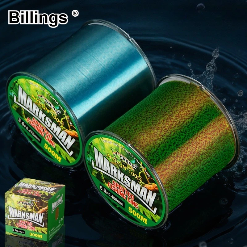 BILLINGS 500m Unsichtbare Angelschnur Spinnrute Angelschnur 3D-Gepunktete Bionische Fluorcarbon-Beschichtete Monofilament-Nylonschnur