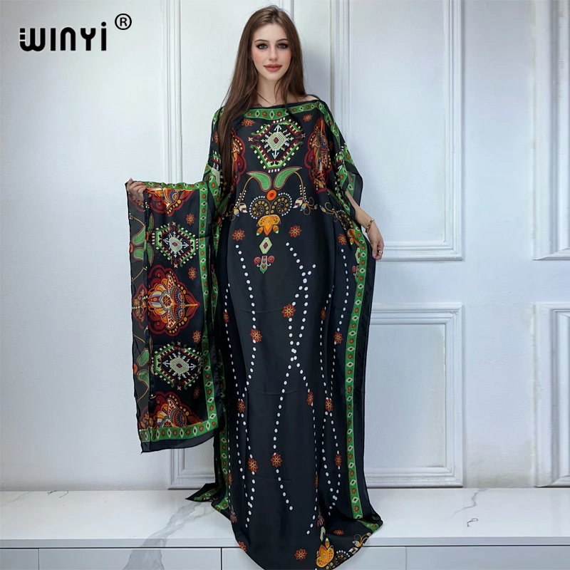 WINYI Africa print clothing for women Dubai Muslim beach cover up kaftan holiday Design evening dress abaya africa clothing