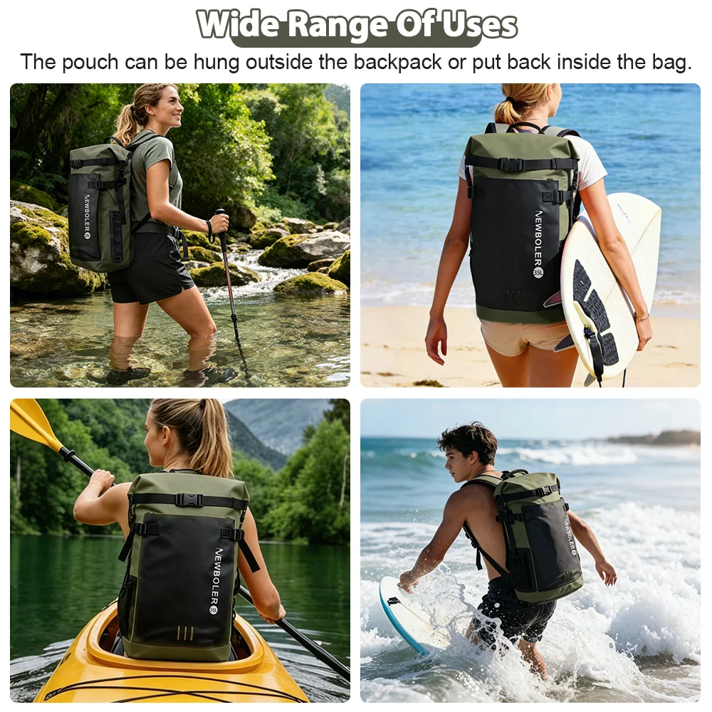 Swimming PVC Pack Dry Bag Backpack for Women Men 35L Waterproof Shoulder Kayak Trekking Drifting Rafting Surfing Boating Bag