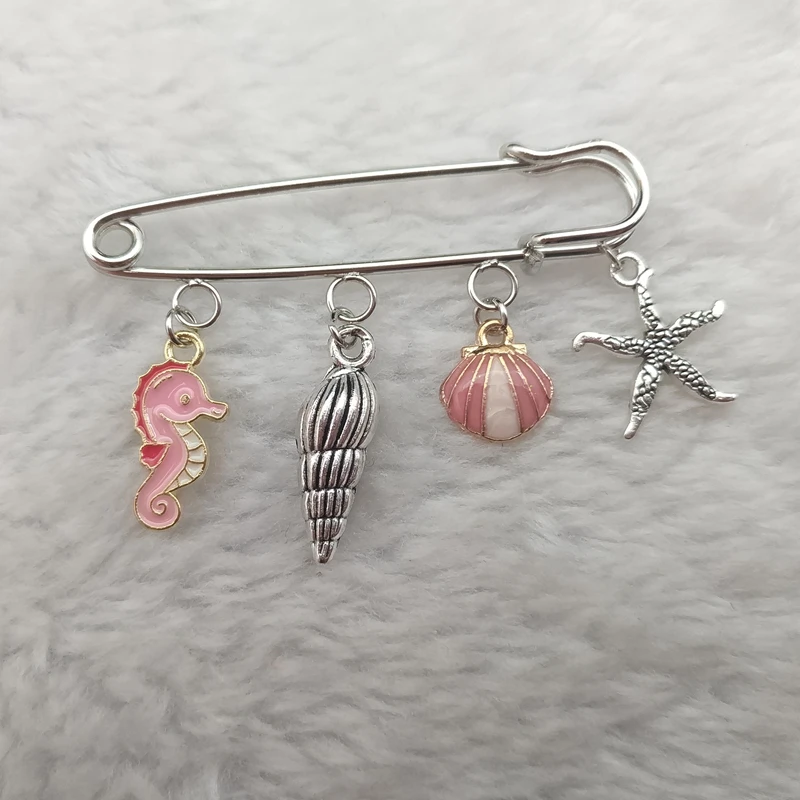New fashion ocean pin cute boy girl brooch colorful starfish shell seahorse pin beach sea souvenir gift DIY handmade jewelry
