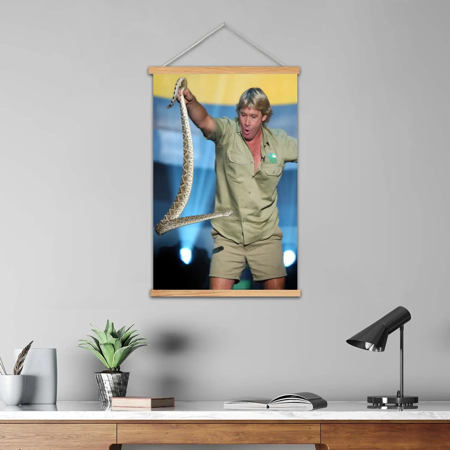 ستيف اروين مضيف التلفزيون مؤطرة جدار اللوحة قماش ملصق فني و جدار الفن الحديث الأسرة ديكور غرفة نوم الملصقات ، اللوحة الزخرفية