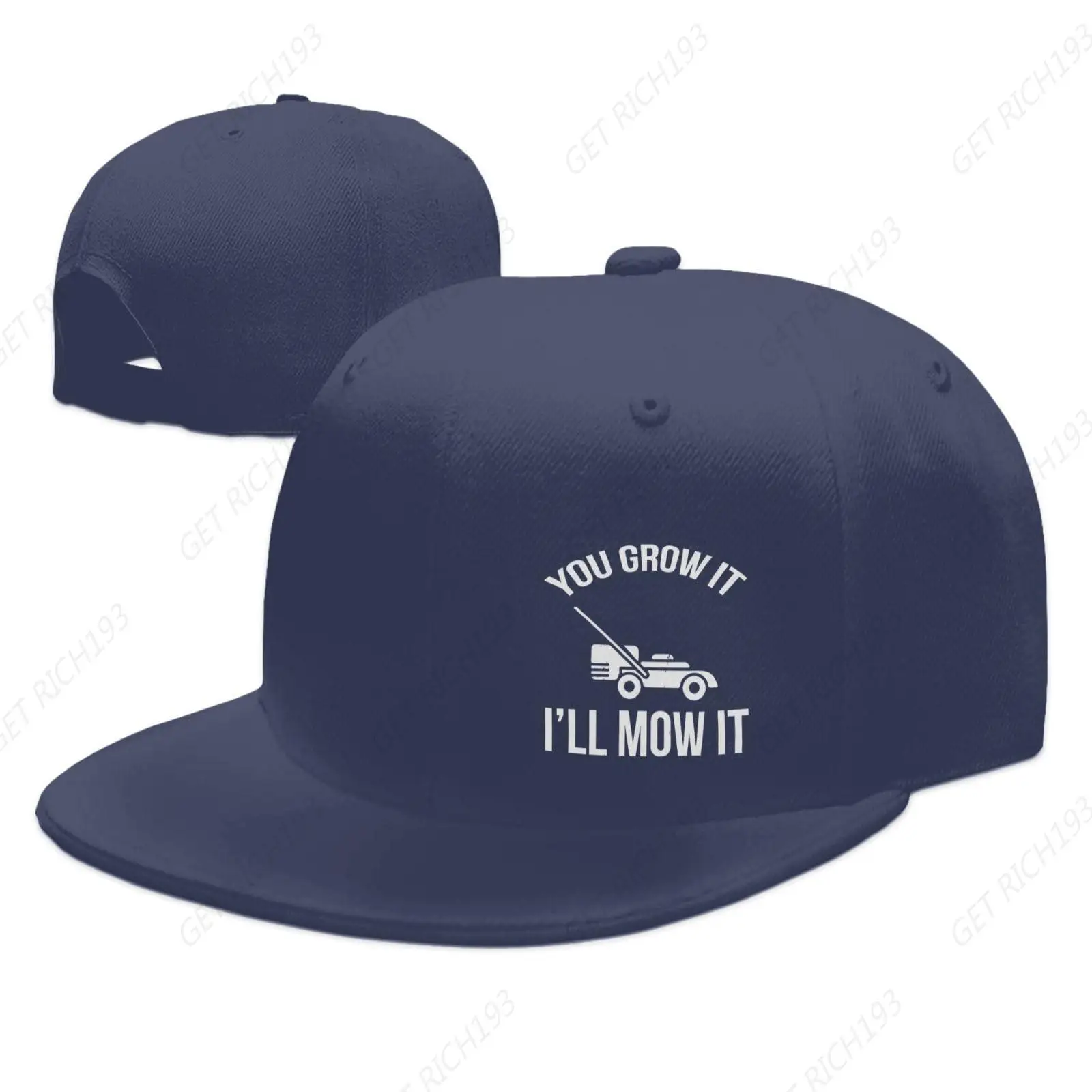 

You Grow It I'Ll Mow It Hat Unisex Flat Bill Baseball Cap Adjustable Snapback Hats Fashion Cool Hip Hop Tops Navy Blue