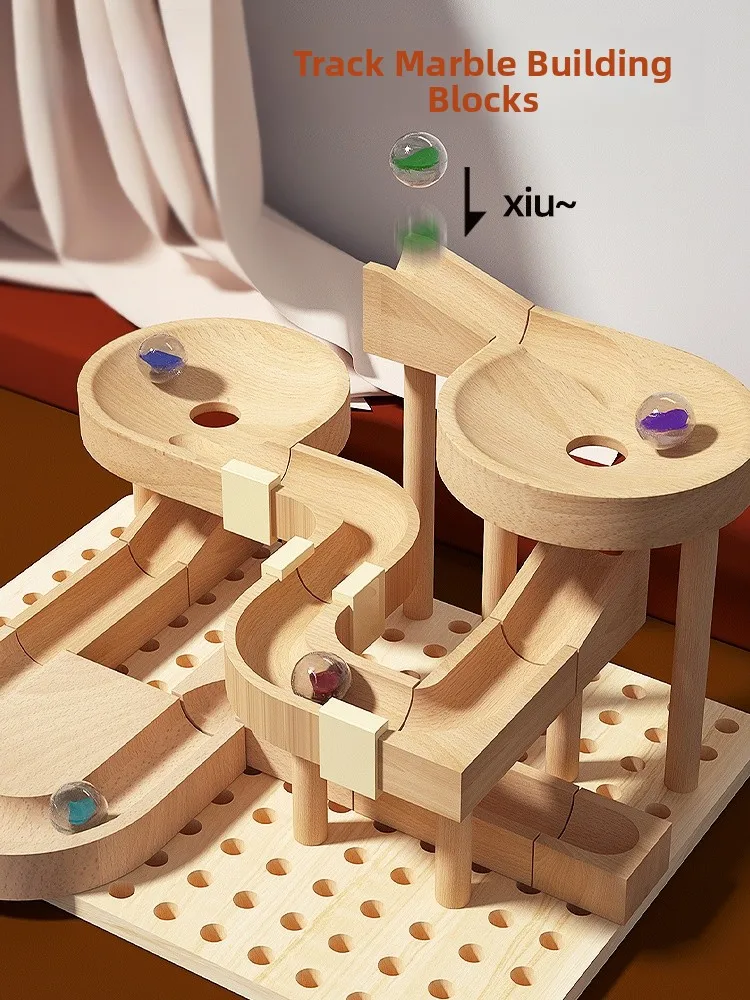 

Деревянный шарик Running Tra Building Blos Игрушка для мальчиков nce Развивающая сборная игрушка Сдвиг вниз трубу Магнитный Blos