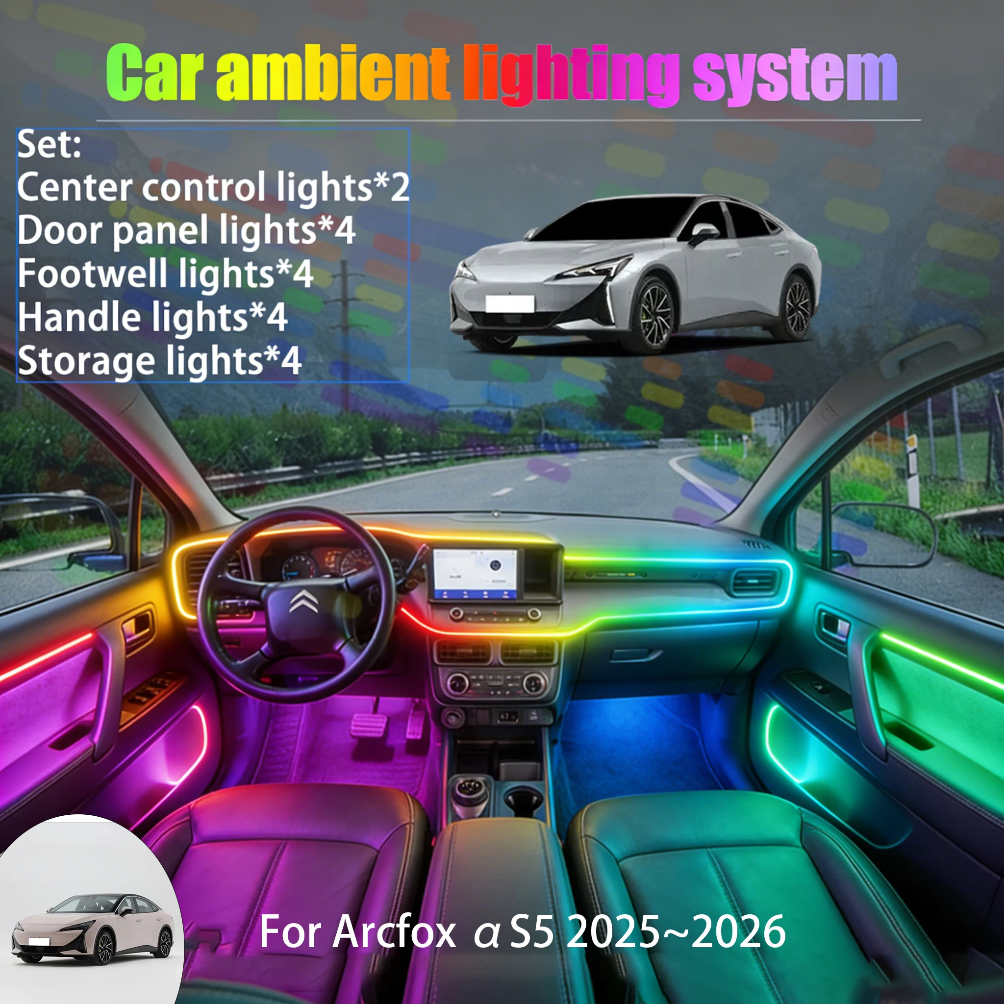 

Для Arcfox αS5 2025~2026: Комплект светодиодной подсветки салона и багажника 2/18 в 1, USB RGB, с эффектом потока, автозапчасти