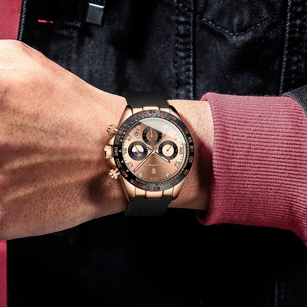 POEDAGAR ساعة عسكرية فاخرة للرجال مقاوم للماء مضيئة جلدية رجل ساعة كوارتز عالية الجودة ساعات رياضية رجالية Reloj