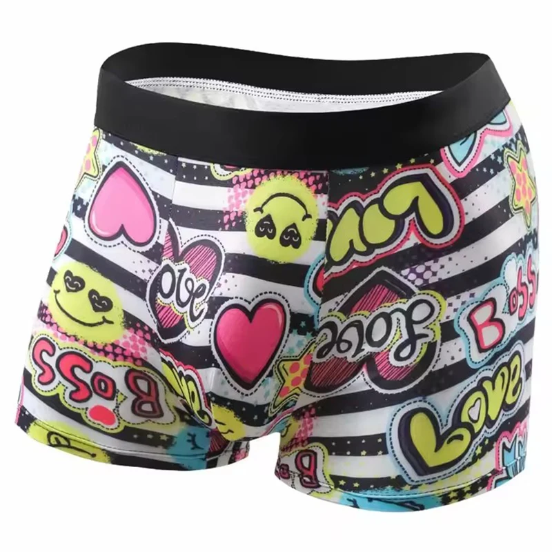 5 Stück zufällige atmungsaktive Herren-Boxershorts mit bunten Graffiti-Mustern, elastischem Bund, trendige und modische Unterwäsche – Detail 2