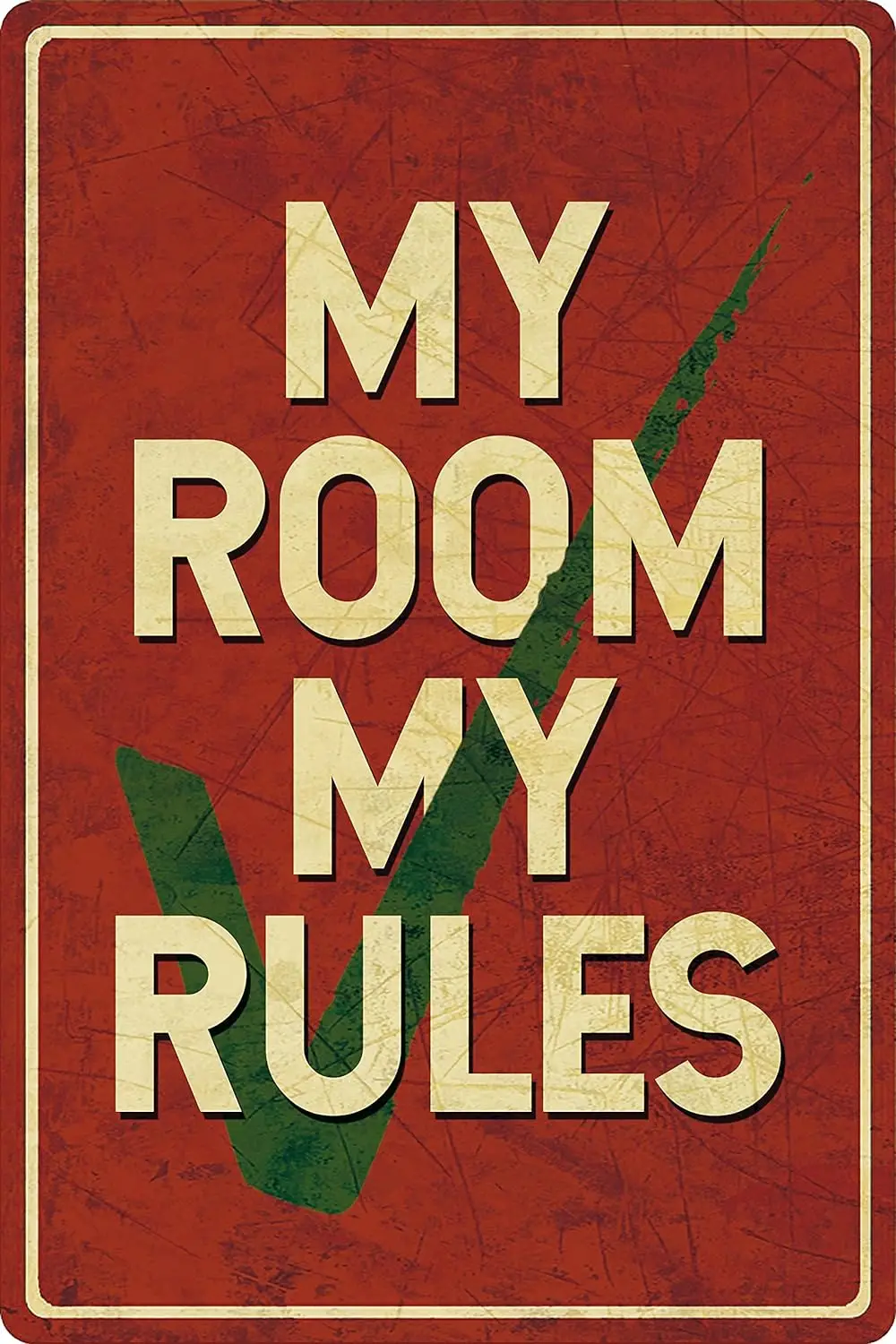 Family Tin Sign My Room My Rules Outdoor & Indoor Sign for Home Bedroom House Kitchen Wall Decoration 12x8 Inches