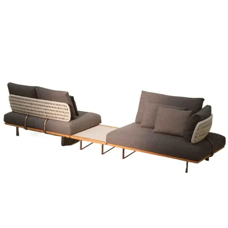 Nordic Outdoor Sofa Set Fabric Rattan Courtyard Villa Leisure Furniture Rain Sun Protection Terrace Coffee Table Combination