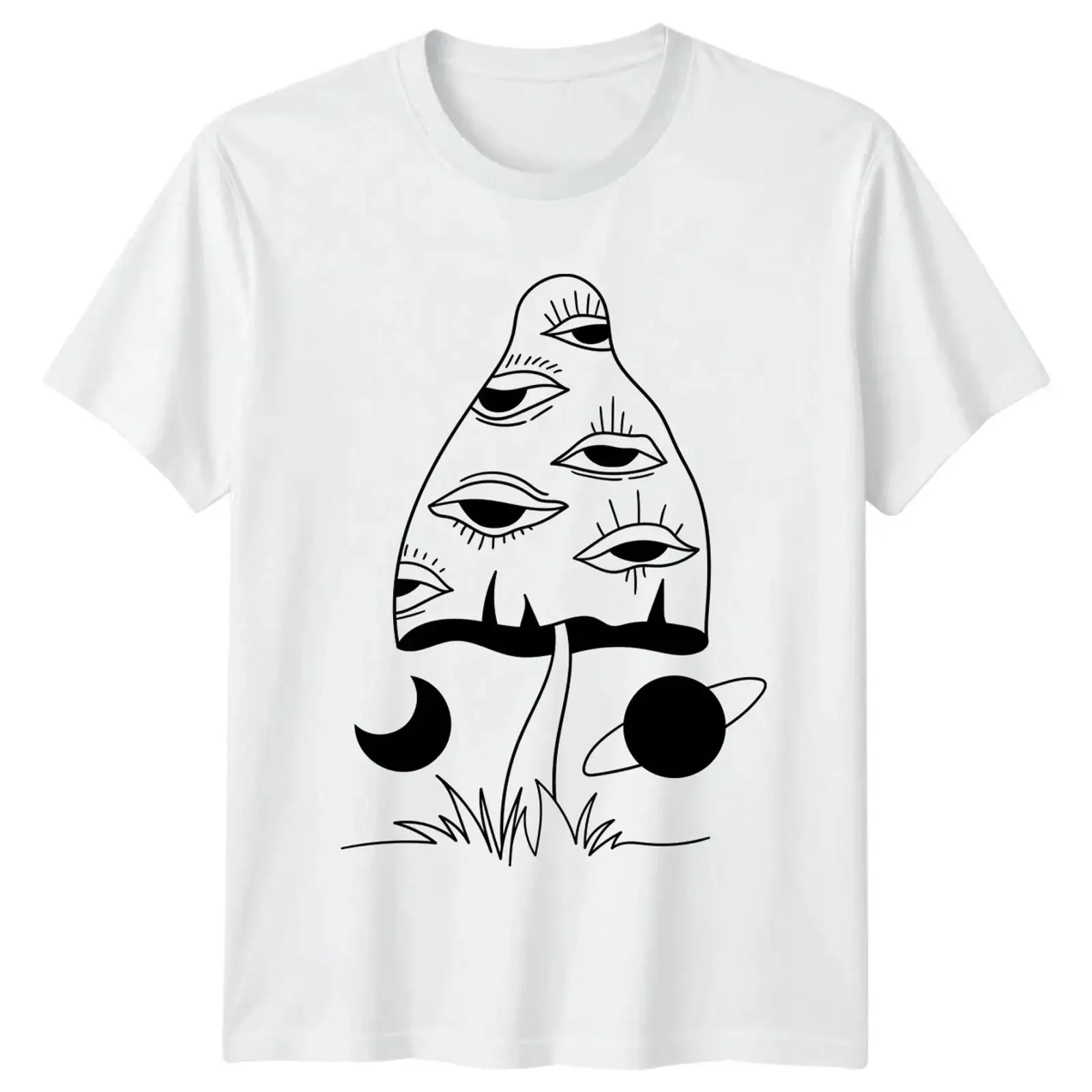 All Seeing Eye Mushroom Celestial T Shirt Surreal Art Mystical Fantasy Birthday vintage Washed Casual Comfortable fashion