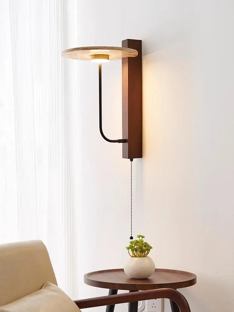 Japanese Retro Bedside Natural Yellow Cave Stone Wall Lamp Bedroom Living Room Hotel Staircase Corridor Homestay Art Lighting image 2
