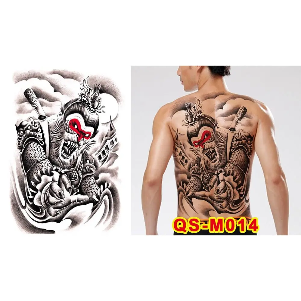 

Water Transfer Printing Full Back Tattoo Sticker Buddha Pattern Angel Wings Cross Full Back Tattoo Patch Guan Gong Flower Arm