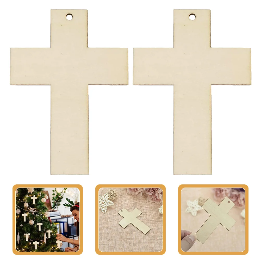 

10Pcs Unfinished Wooden Cross Cutouts Craft Shapes Bulk DIY Decoration Supplies Smooth Wood Surface for Home Party Kids Painting