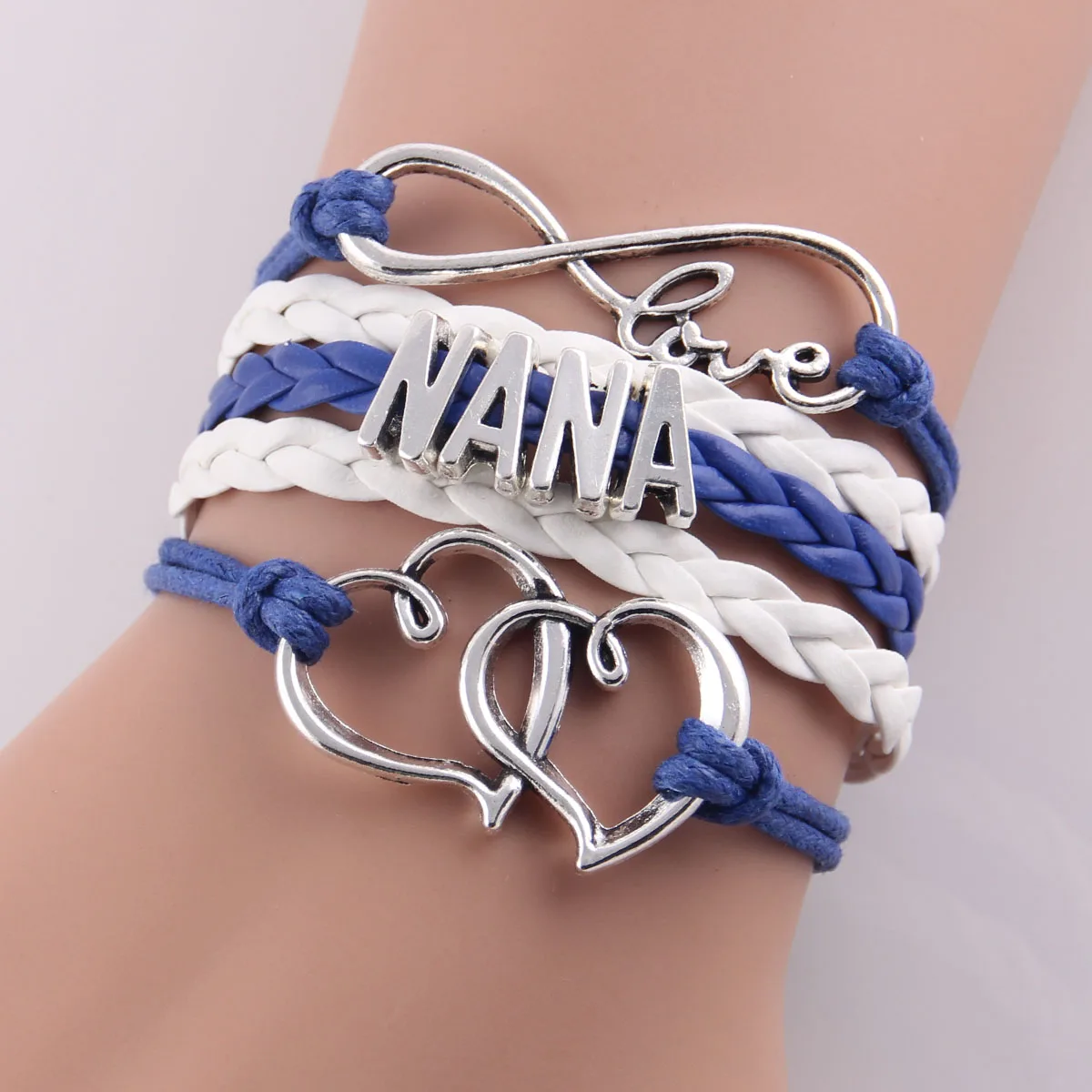 Little MingLou Infinity Love NANA Bracelet Heart Feet Charm Grandma Grandmother Bracelets & Bangles For Women Jewelry