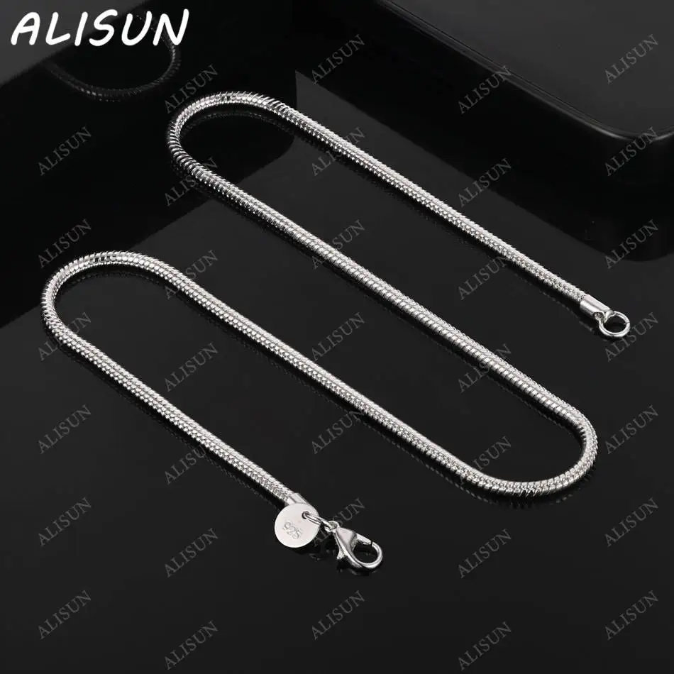 

ALISUN 925 Sterling Silver 40-75cm 3mm Dense Bone Chain Necklace For Women Men Anniversary Gift Popular Wild Fashion