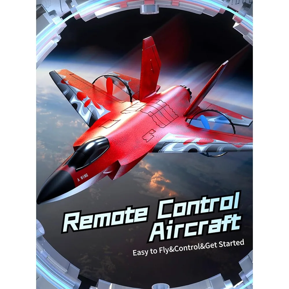 Avión F-35 Lightning II RC - Control de 2 canales con giroscopio para un vuelo fácil, chorro planeador de espuma, regalo ideal para niños