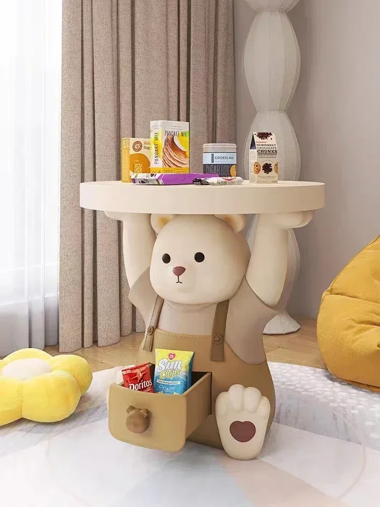 Vital Bear Drawer Coffee Table Large Floor Storage Decoration Cartoon Table Living Room Sofa Side  Modern Bedside Table Gif