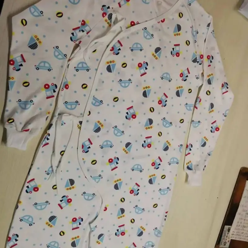 

Adult Baby Pure Cotton Open Crotch Jumpsuit ABDL Plus Size Belted Cardigan Long sleeves Jumpsuit Cartoon Printed Loose Pajamas