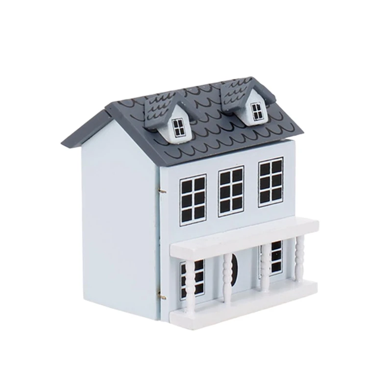 

1/12 DIY Miniature Simulation Villa Small Room Model Toys for Doll House Decoration(Blue)