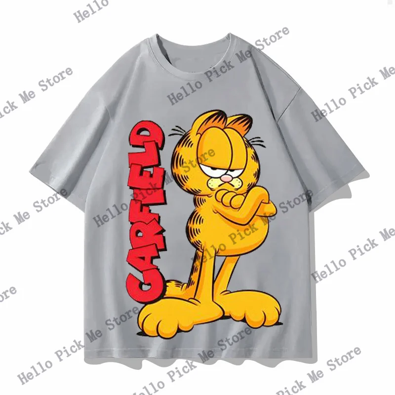 MINISO Women's Tops Garfield Cartoon Cotton Printed T Shirt Trendy Summer Casual Short Sleeve Cute Daily Clothing Tees 2024 New