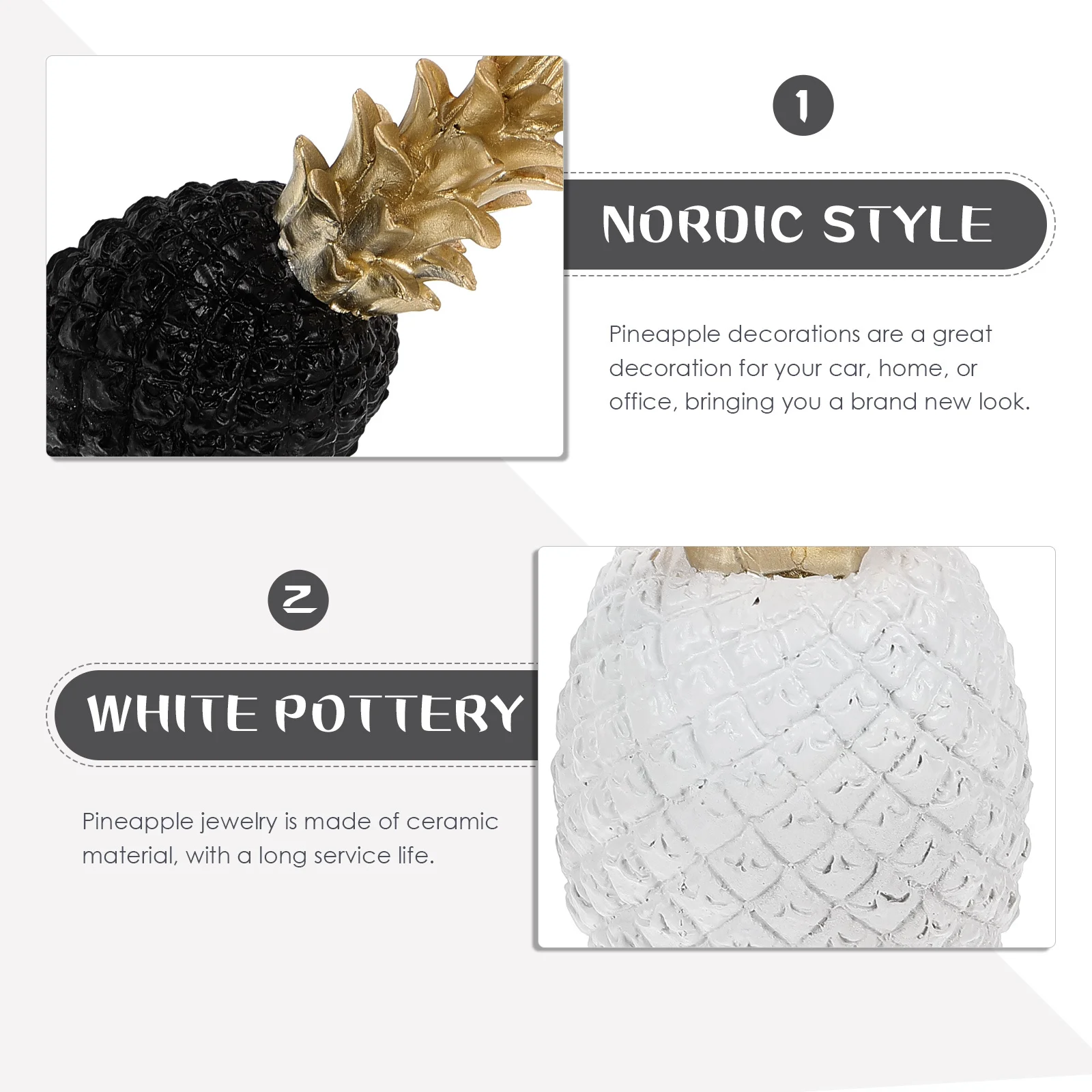 

2Pcs Pineapple Ornament Decorative Pottery Pineapple Statue for Home Office Desktop Decor Tabletop Centerpiece Housewarming Gift