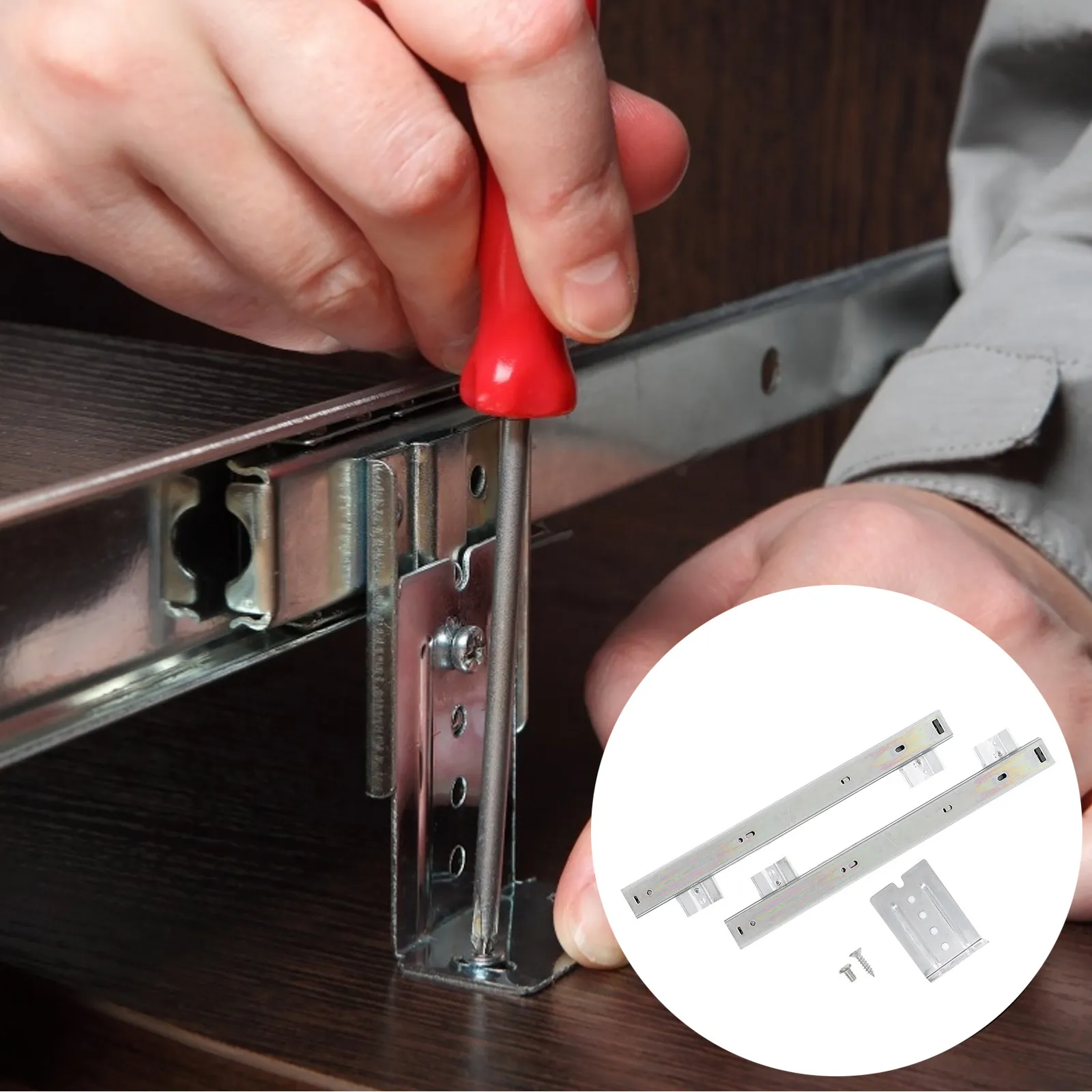 Heavy-Duty Keyboard Slide Rails – Cold-Rolled Steel, Silent & Smooth Glide for Office Desk and Cabinet