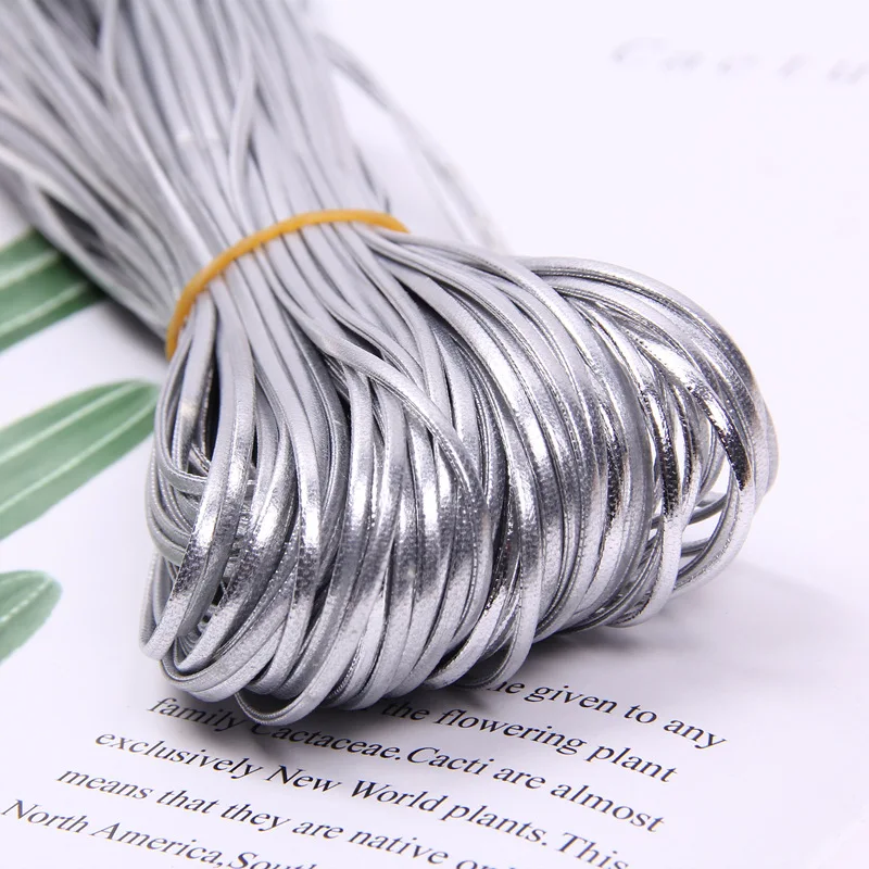 Matte Light Pu Faux Leather Cord Flat Gold Silver Color Shine Rope for Bracelet Jewelry Beading String Ribbon Craft