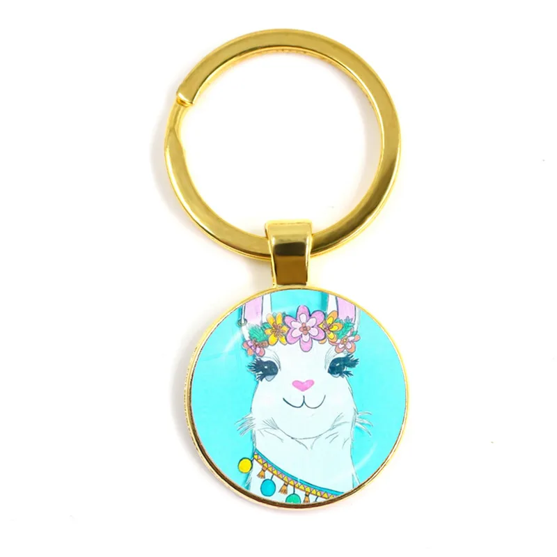 Zdjęcie 5: 2022 moda zwierząt Lama Alpaca Art Picture brelok śliczne dorywczo owce szkło Cabochon breloczek prezent dla par